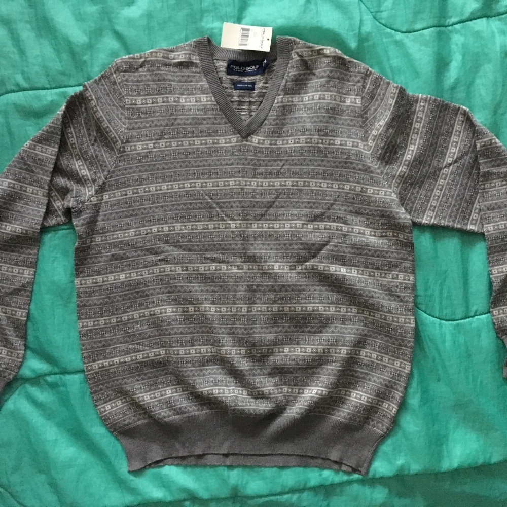 Long Sleeve V-neck Polo Golf Sweater(Ralph Lauren)